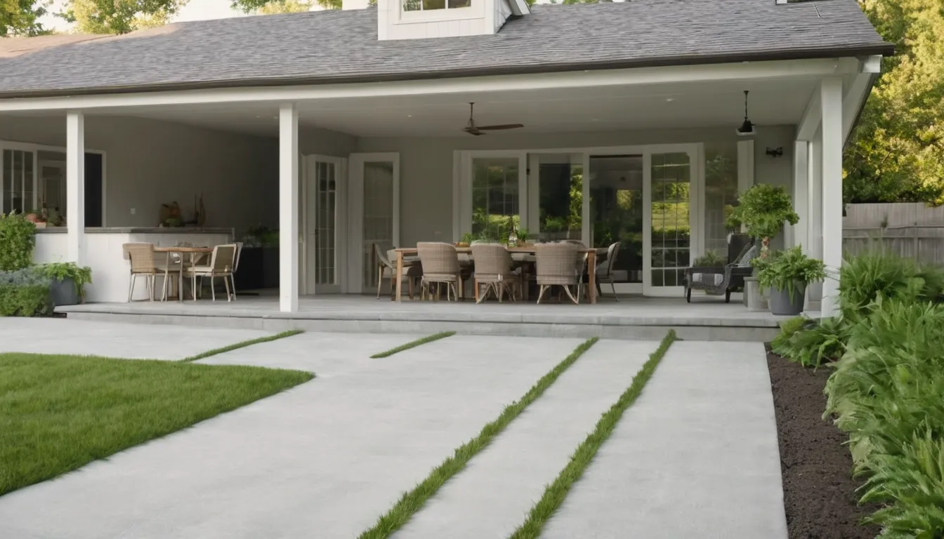 New concrete patio beside a home in Detroit with outdoor table and chairs