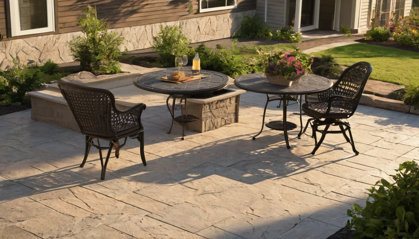 A home patio with stamped concrete in the Detroit area